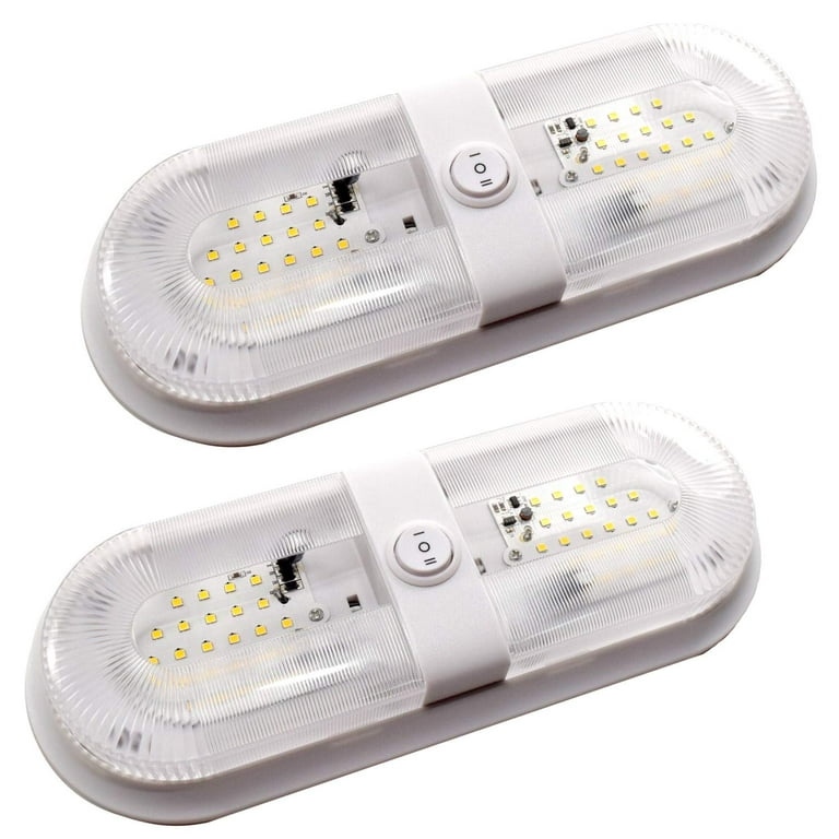 HQRP 2-Pack RV LED Ceiling Double Dome 12V-24V 560 Lumen Interior Indoor  Lights Replacement Trailer Camper Boat Marine Motorhome Lighting Fixtures  with ON/OFF Switch 