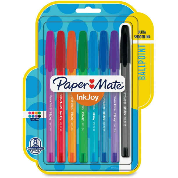 Paper Mate Ink Joy 100 Ballpoint Stic Pen, 1 mm, Assorted, 8 Per Set -  Walmart.com