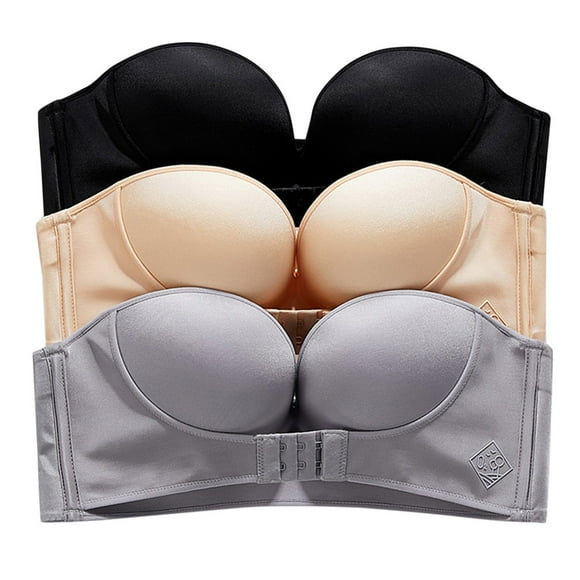 Skpblutn Sports Bras for Women 3Pcs Solid Color Non Slip Adjustment Rimless Dress D Cup Underwear Everyday Bras Multicolor 95D