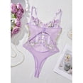 thumbnail image 4 of Purple Lace Bodysuit Lingerie Embroidered, 4 of 5