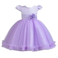thumbnail image 3 of MAIHAN-Girls Sparkly Floral Tutu Dress -Girls dresses Short Sleeve Glitter Party Dress with Puff Sleeves, Breathable Stretch Fabric for Birthdays & Celebrations(StyleB-Purple,3-4Years), 3 of 7