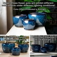 thumbnail image 6 of Ordivic 6 inch Blue Glaze Ceramic Plant Pot with Drainage Hole & Saucer, Small Decorative Flower Pots for Succulents & Herbs, Home Decor, 6 of 7