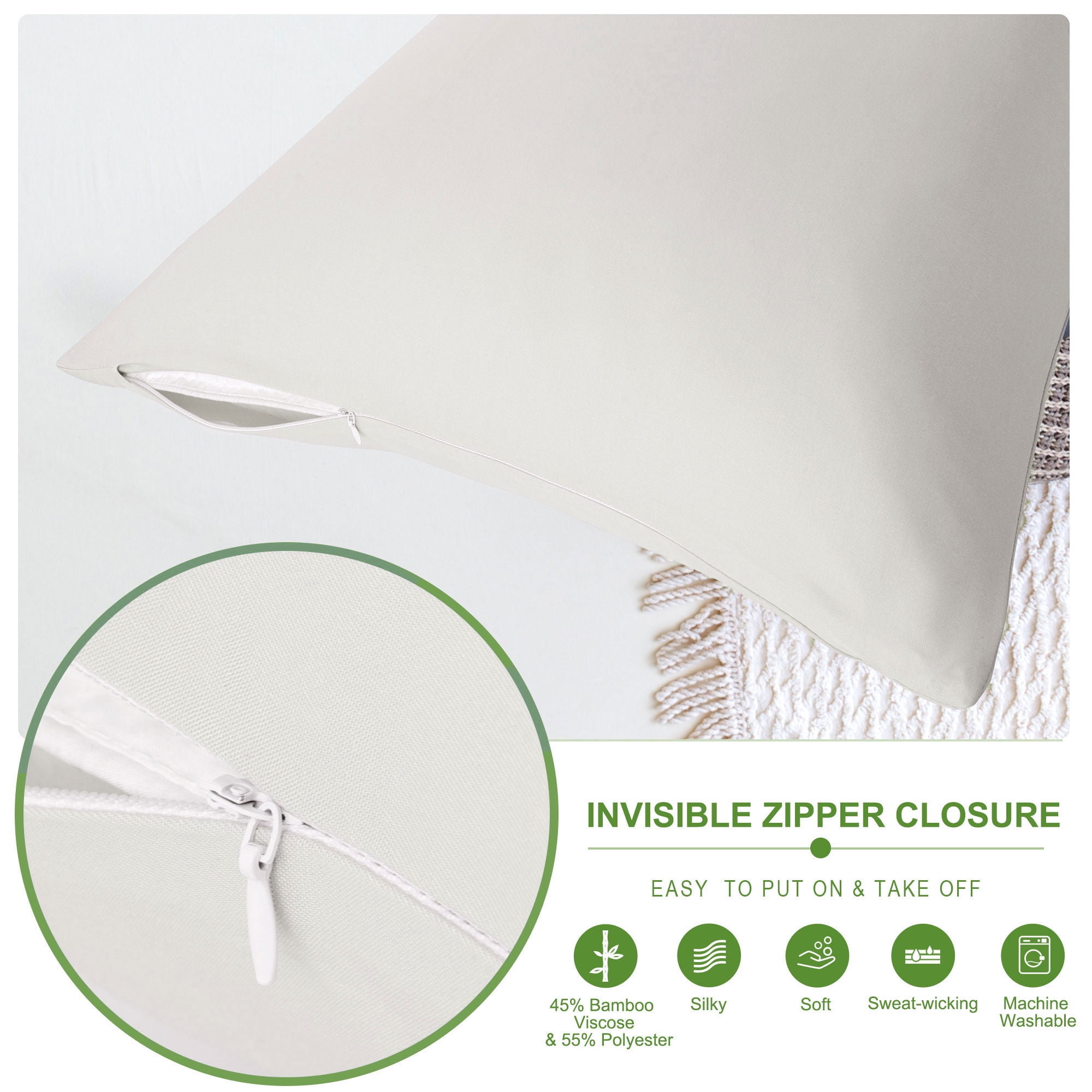 Unique Bargains Zipper Closure Body Pillowcase 1Pc Isabelline 20"x48"