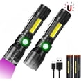 thumbnail image 1 of Linterna LED con lámpara UV de 395 nm, linterna iToncs con imán USB COB de 3000 mAh, linterna táctica con zoom, lámpara de luz negra recargable, detector de billetes y orina de mascotas., 1 of 7