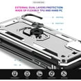 thumbnail image 6 of For Apple iPhone 13 (6.1") Shockproof Hybrid Dual Layer PC + TPU with Ring Stand Metal Kickstand Heavy Duty Armor Shell Phone Case Cover by Xpression [Silver], 6 of 8