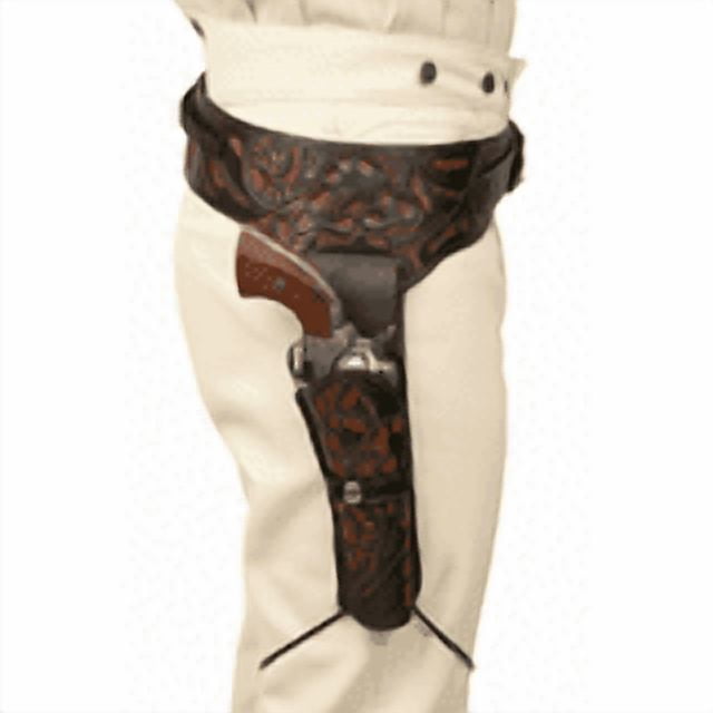 TJAYZ Western Drop Loop Leather Gun Belt and Holster, Right Hand, 38 357 Caliber, BROWN 34"
