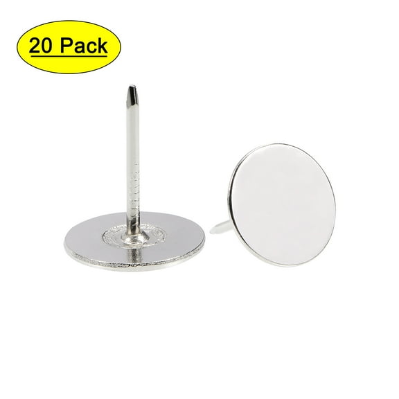Uxcell 19mmx23mm Flat Head Furniture Nails Silver Tone Upholstery Nails Tacks 20 Pack