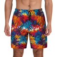 thumbnail image 3 of Uemuo Colorful Hawaii Palms Pattern Mens Swim Trunks Quick Dry Board Shorts with Mesh Lining, Stretch Beach Shorts Quick Dry No-Chafing Board Shorts-3X-Large, 3 of 9