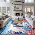 thumbnail image 3 of Nautical Coastal Area Rugs 8'x10', Washable Small Throw Rugs for Living Room Patio, Ocean Underwater Turtle Coral Plants Waves Indoor Outdoor Rug Non-Slip Low Pile Carpet Runner Reversible Floor Mats, 3 of 8
