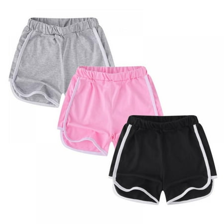 

GYRATEDREAM 3 Pack Cotton Sports Shorts Athletic Shorts Yoga Dance Summer Short Pants 2-11 Years