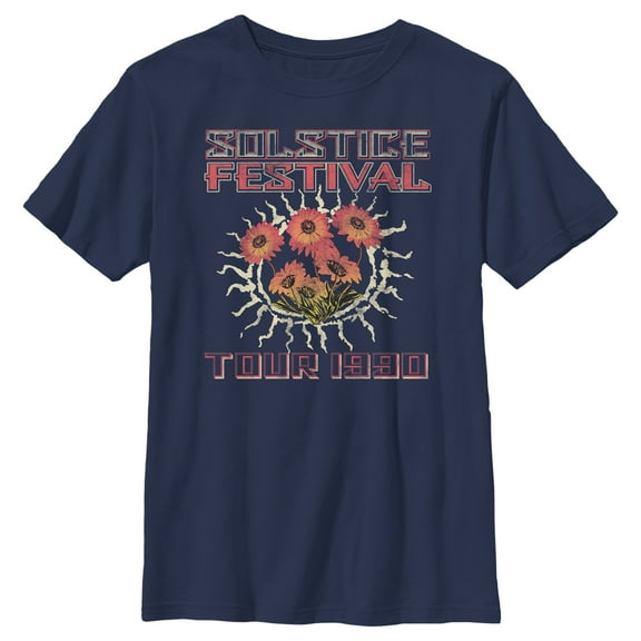 Boy's Lost Gods Solstice Festival Tour 1990  Graphic Tee Navy Blue Small