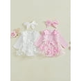 thumbnail image 3 of Miaouyo 0-18 Months Infant Baby Girl Fall Outfits Decorative Flower Butterfly Long Sleeve A Line Mesh Dress and Headband 2 Pcs Clothes Set, 3 of 9