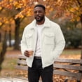 thumbnail image 6 of WIZUTIZ Men's Sherpa Lined Trucker Jacket Stand Collar Full Zip Fall Winter Warm Fuzzy Outerwear Coat, 6 of 9