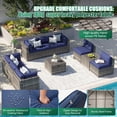 thumbnail image 5 of LazySunsets 10 Piece Patio Furniture Set Wicker Rattan Patio Conversation Set Outdoor Sectional Sofa Set with Coffee Table and Blue Cushions(Waterproof Cover Included), 5 of 6