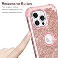 thumbnail image 5 of Casetego for iPhone 15 Pro Case,Fashion Glitter Sparkly Bling 3 in 1 Shockproof Heavy Duty Hybrid Sturdy High Impact Protective Cover for Women Girls,Shiny Rose Gold, 5 of 7