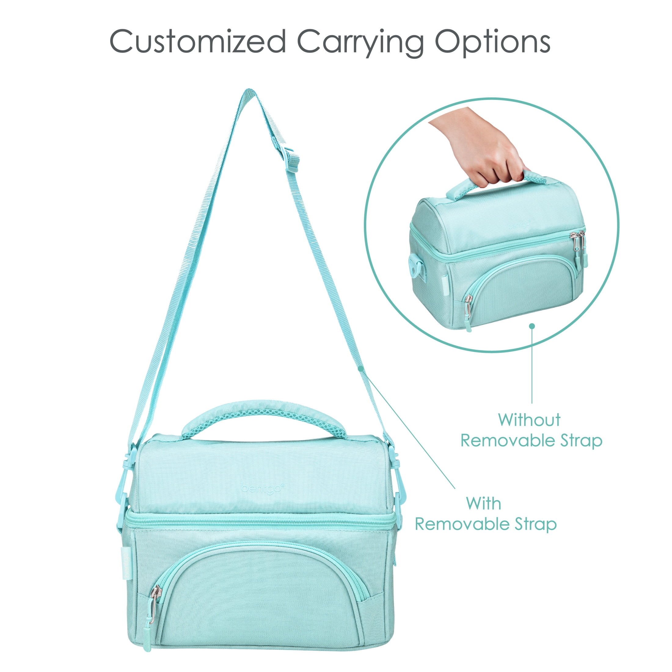 Bentgo Deluxe Lunch Bag - Durable and Insulated Lunch Tote with Zippered Outer Pocket, Internal Mesh Pocket, Padded & Adjustable Straps, & 2-Way Zippers - Fits Most Bentgo Lunch Boxes (Coastal Aqua)