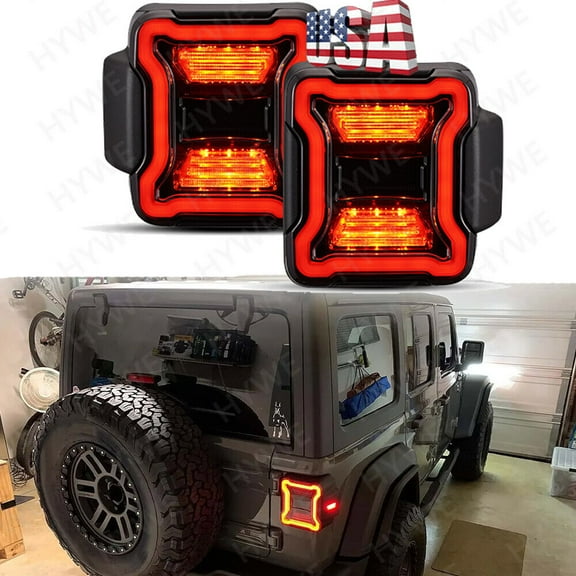 For 2018-2022 Jeep Wrangler JL LED Tail Lights Rear Brake Turn Signal Lamps 2PCS