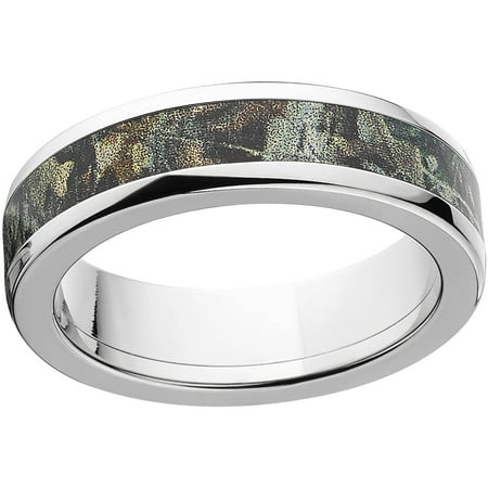 Realtree Timber Men's Camo 6mm Stainless Steel Wedding Band with Polished Edges and Deluxe Comfort Fit