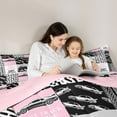 thumbnail image 5 of Homewish Speed Race Car Bedding Comforter Set,Extreme Sport Twin Comforter Sets,Pink Gray Patchwork Checkered Bedding Set For Girls Kids,Ultra Soft Home Decor Reversible,2-Piece, 5 of 8