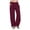 Wine4, variant on Women Casual Linen Pants Elastic Waist Fashion Striped Cotton Pant Lightweight Drawstring Loose Straight Leg Beach Trouser with Pocket