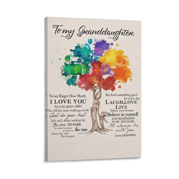 Framed Gifts for Granddaughter  Poem Prints Canvas Posters for Daughter Bedroom Wall Decor Mothers Day Christmas Graduation Birthday Presents Ready To Hang Poster