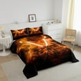 thumbnail image 3 of Erosebridal Chic Lightsaber Bedding Sets Queen with Comforter, Orange Duvet Insert, Lightning Decor, Reversible 3-Piece, 3 of 8
