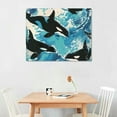 thumbnail image 2 of Chilfamy Orca Whales Ocean Waves Canvas Wall Art Print Home Decor for Living Room Bedroom Office Wall Decor, Inspirational Artwork for Kitchen, Stylish Wall Pictures, 2 Sizes Available 20x16in, 2 of 6