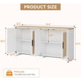 thumbnail image 3 of Bingirl Natural Rattan Sideboard Buffet Cabinet with Storage, Farmhouse Large Rattan Cabinet with 4 Doors, Wood Accent Coffee Bar Buffet Console Tables, 3 of 7