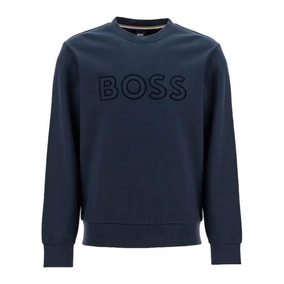 Hugo Boss Men's Soleri 60 Crewneck Tonal Logo Sweatshirt, Blue
