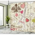 thumbnail image 5 of Ambesonne France Shower Curtain, Doodle Eiffel Tower Love, 69"Wx84"L, Beige Pink, 5 of 5