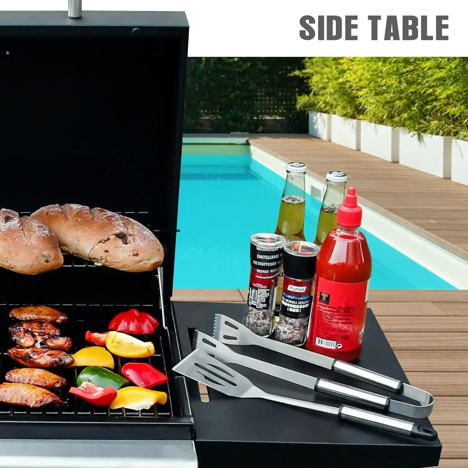 3 Burner Grill Propane Gas Grill, Outdoor Stainless Steel 25650 BTU Patio Garden BBQ Grill with Lid, Wheels, RV Camping Barbecue