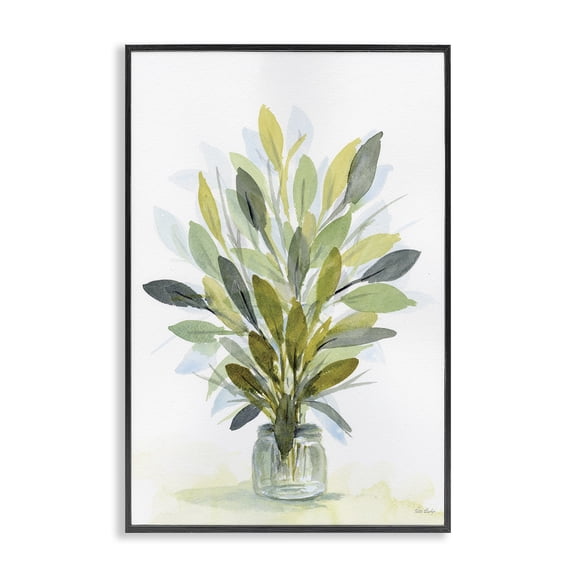Stupell Industries Transitional Layered Leaves in Jar Black Framed Giclee Art, 12 x 18, by Patti Bishop