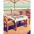 thumbnail image 2 of Hokiten Outdoor Tablecloths with Umbrella Hole & Zipper, Summer Red Flower Tablecloth Rectangle 60x84 Inch, Green Leaves Country Floral Pastoral Waterproof Table Cloth, Patio/Pool Table Covers, 2 of 7