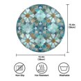 thumbnail image 3 of 15.4" Round Placemat Set of 4 Polyester Fabric Place Mats Non-Slip Dining Kitchen Table Mats for Kitchen Party Decor Intricate Blue Block Pattern, 3 of 5