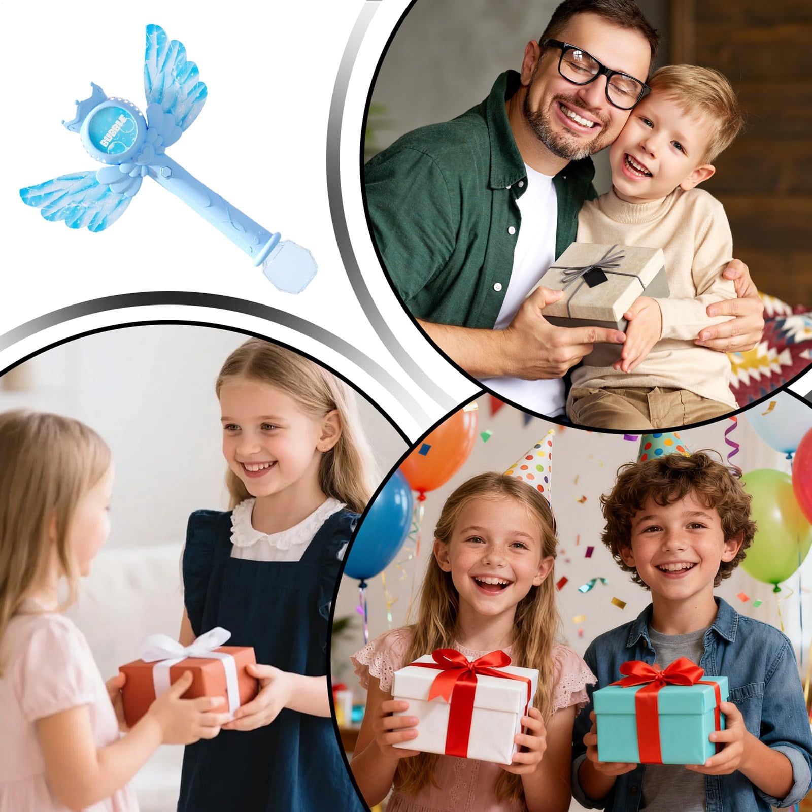 Bubble Wand for Kids, Kid-Friendly, Electronic Components, LED Light Up Butterfly Fairy Stick, Magic Bubble Wand Blower, Portable, for Girls Party Backyard Playground (2pc, Blue)