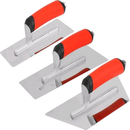 Venetian Plaster Finishing Trowel Set 3 Pieces Polished Stainless Steel Drywall & Concrete Trowels with Soft Grip Handle Paint Plastering & Marmorino Finishing Tools Trapezoid Blade