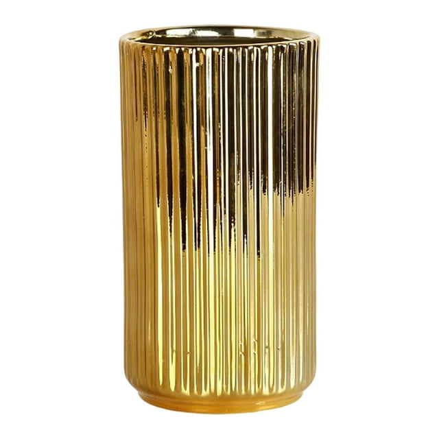DOLITY Vase en Céramique Dorée Centre de Table Salon Entrée Fête Support de Plante 10cmx18.5cm