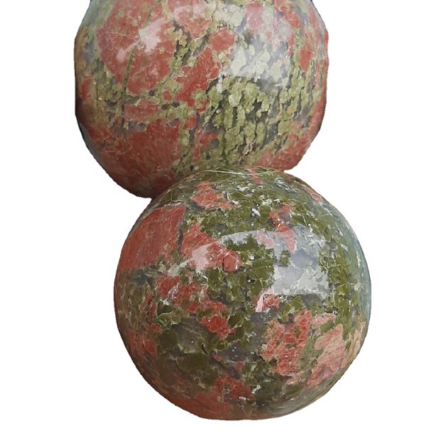 Exportador y fabricante de esferas de unakita curativas naturales a precio asequible, piedra de palma de unakita verde