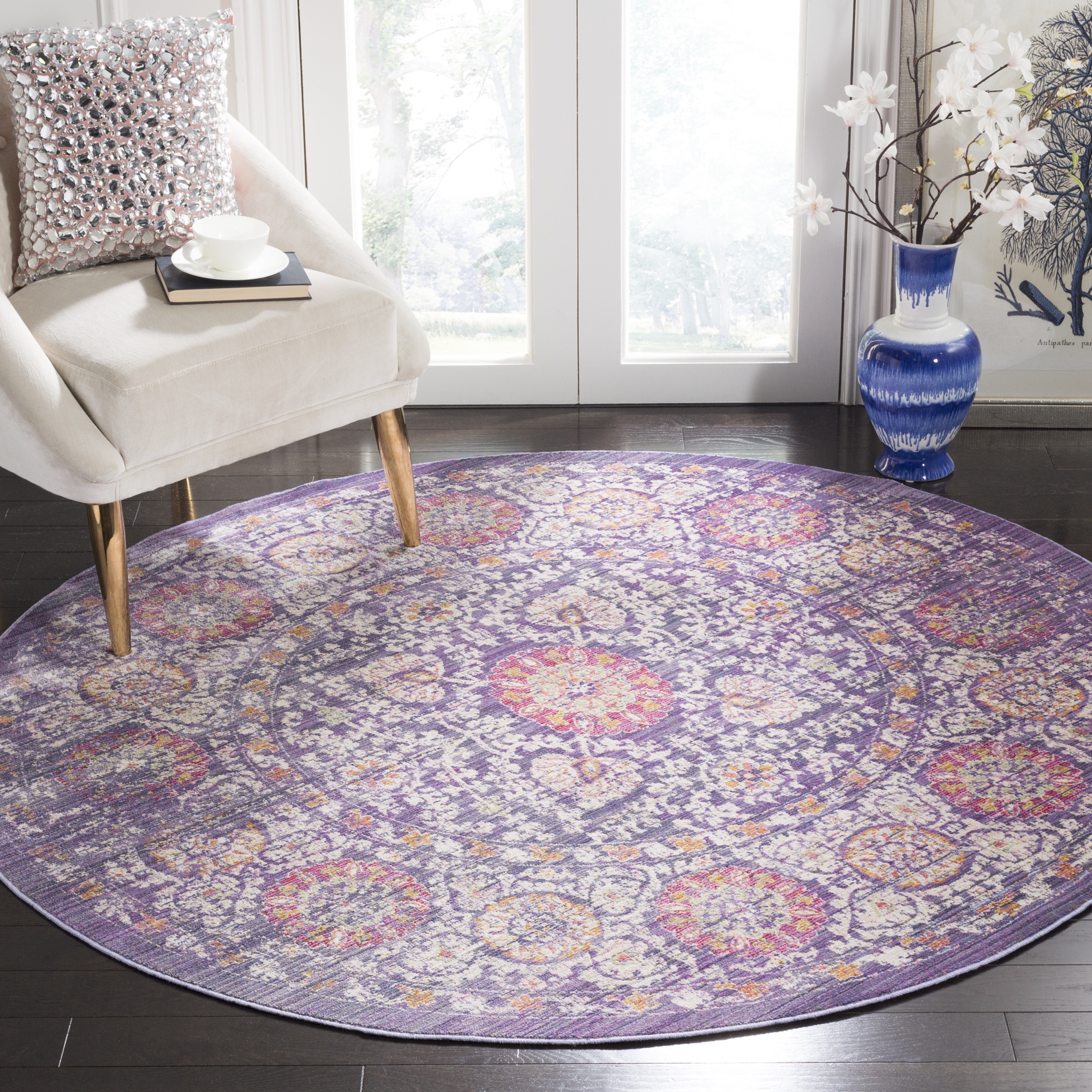 SAFAVIEH Sutton Roswell Transitional Area Rug, Lavender/Ivory, 6' x 6