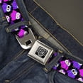 thumbnail image 2 of Buckle-Down Belt, Seatbelt Buckle Belt, Owl Eyes Black Purples Pinks, 30 to 44 Inches, 2 of 9