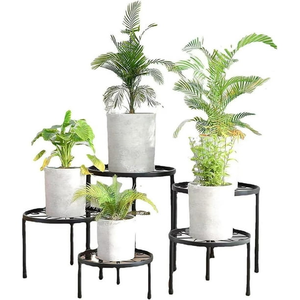 Paquete De 5 Soportes Para Plantas De Metal, Soporte Para Macetas De Esquina De Hierro Resistente A La CorrosióN, Soporte Redondo Para Exhibir Estante Para Plantas En Niveles