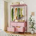 thumbnail image 4 of 71" H Clothes Rack with Fabric Drawers, Freestanding Garment Rack with Metal Wire Shelf, Pink, 4 of 8