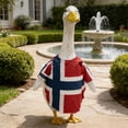 thumbnail image 4 of Porch Goose Outfits for Independence Day, 23in Gooses Clothes Flag Porch Courtyard Clothes, Cement or Plastic Porch Goose Costume for Yard Lawn Outdoor Garden Patio Statue, 4 of 5