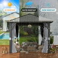 thumbnail image 6 of Aoxun 10x 10 Hardtop Gazebo, Outdoor Aluminum Frame Canopy with Netting and Curtain for Garden, Patio, Lawns, Gray, 6 of 8