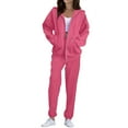 thumbnail image 2 of Huankd Sweatsuits Women 2 Piece Outfit Zip Up Jacket Comfort Jogger Set Fleece Hoodie and Sweatpants Set Matching Sweat Sets Hot Pink XL, 2 of 6