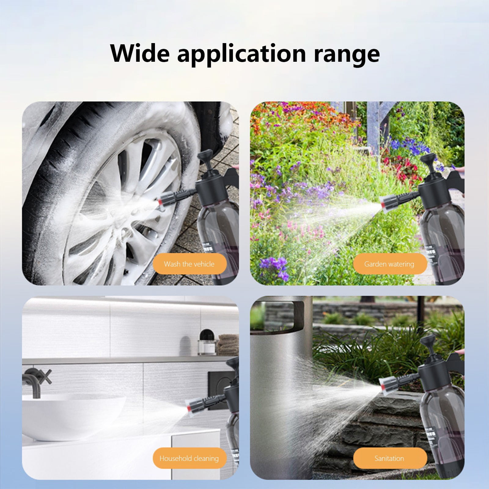 2L Pressure Foam Spray Bottle,Hand Pump Car Wash Sprayer with 5 Adjustable Modes,Multi-Use Portable Foam Cannon for Auto Cleaning & Garden Watering,4.9x4.9x13 Inches