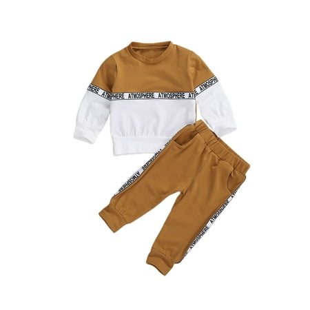 

TheFound Toddler Baby Boys Fall Winter Clothes Long Sleeve Sweatshirt Tops Pants Tracksuit 2Pcs Casual Outfits