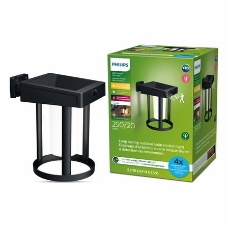Philips LED Motion Sensor Solar Outdoor Cylindrical Wall Lantern, Bright White, Dimmable (1-Pack)
