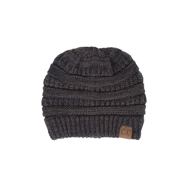 Gravity Threads Bonnet Doux en Tricot Marbré Bicolore, Gris Marine