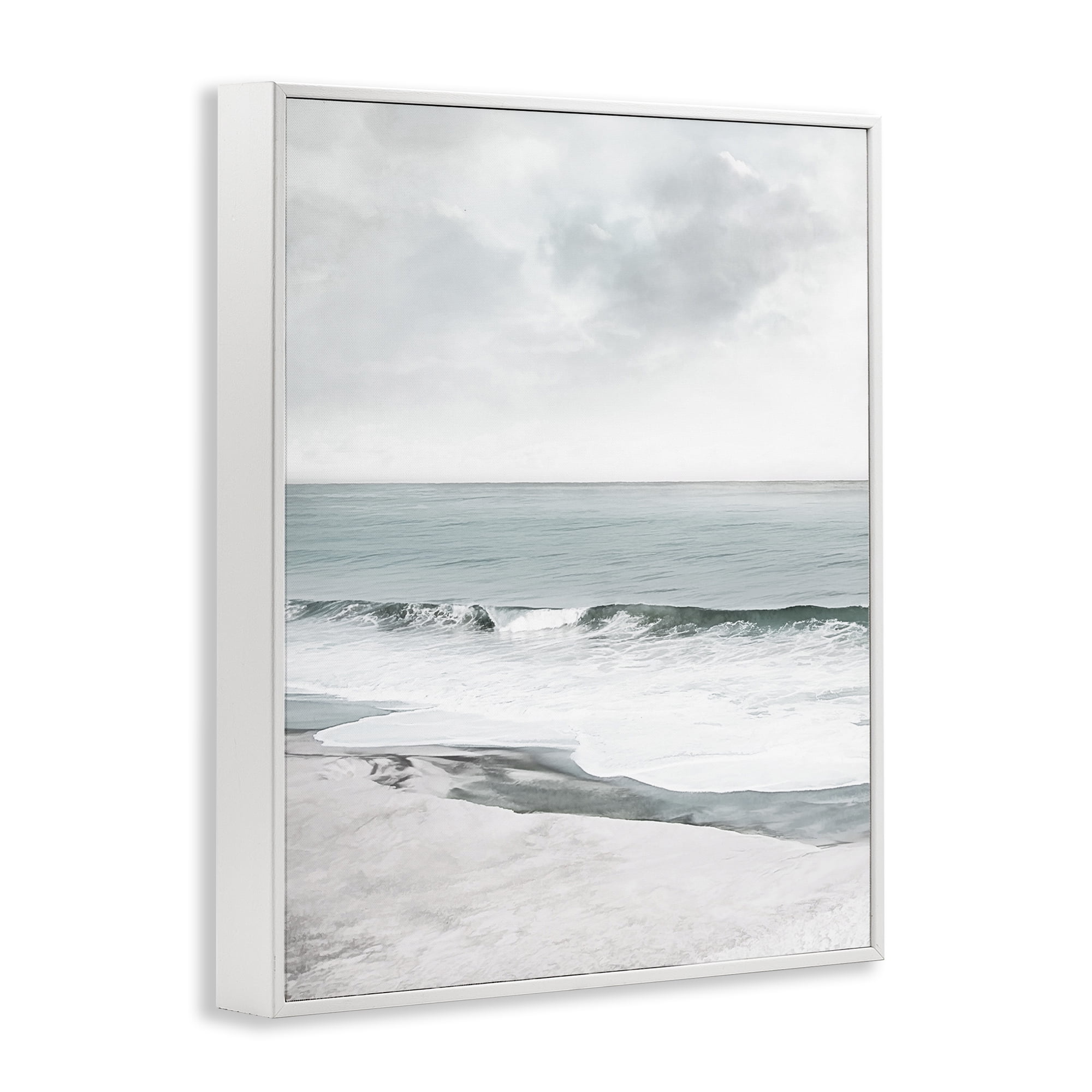 Stupell Industries Curling Ocean Waves Landscape Photography White Framed Art Print Wall Art, 11 x 14